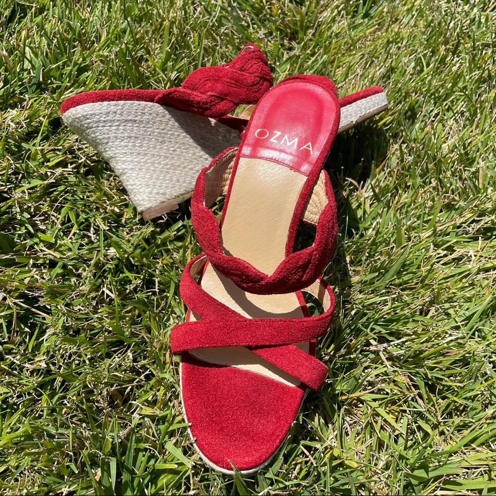 NEW Red Espadrille Heeled Sandals